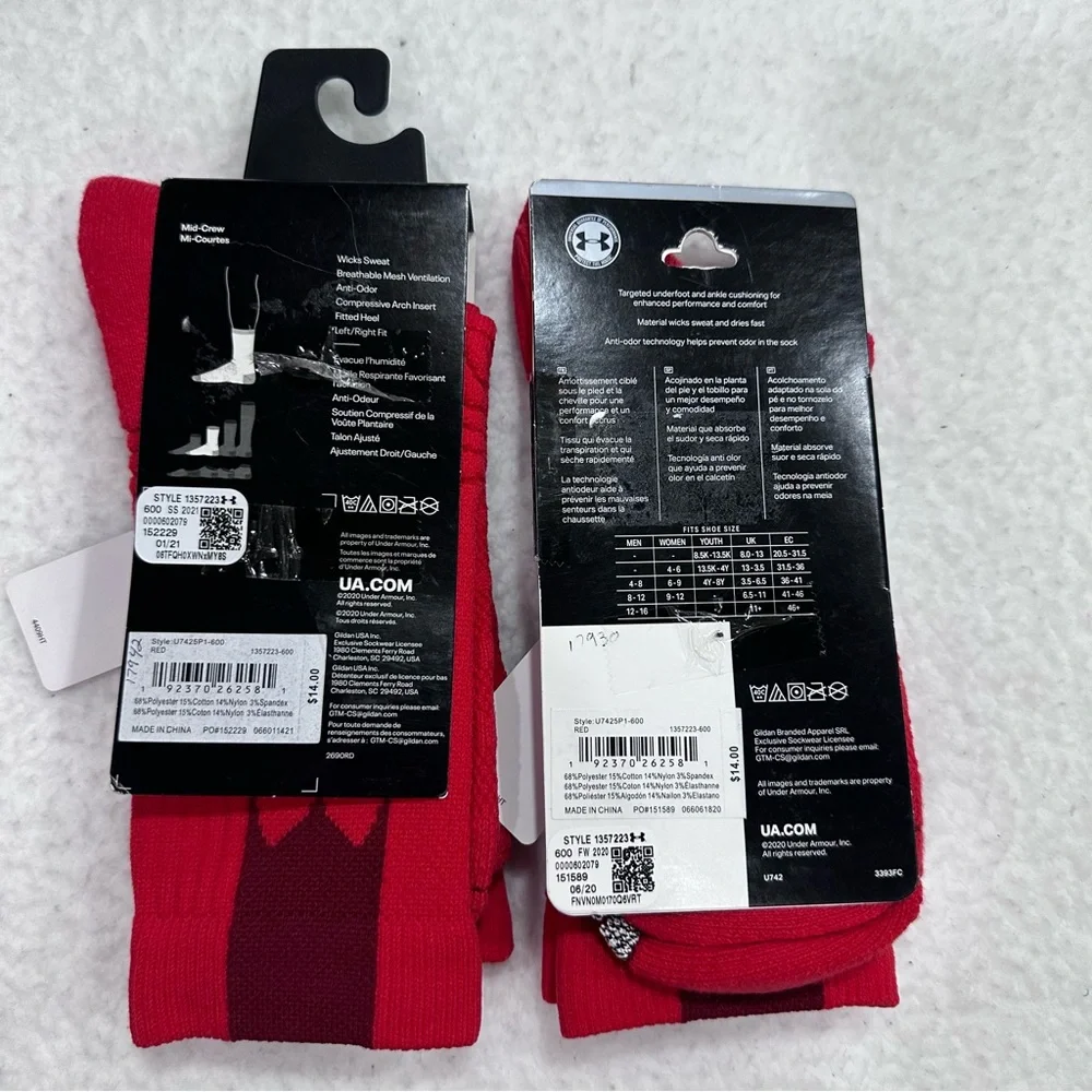 Under Armour Playmaker Red Athletic Socks